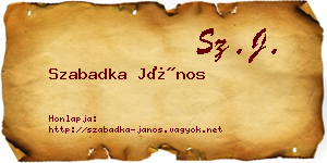 Szabadka János névjegykártya